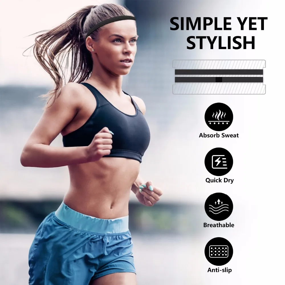 Guys Head Sweatband [6 Pack] Premium Nylon Stretchy Sports Runnning Headband Sweat Wicking Band Fit Yoga Crossfit Workout | Спорт и