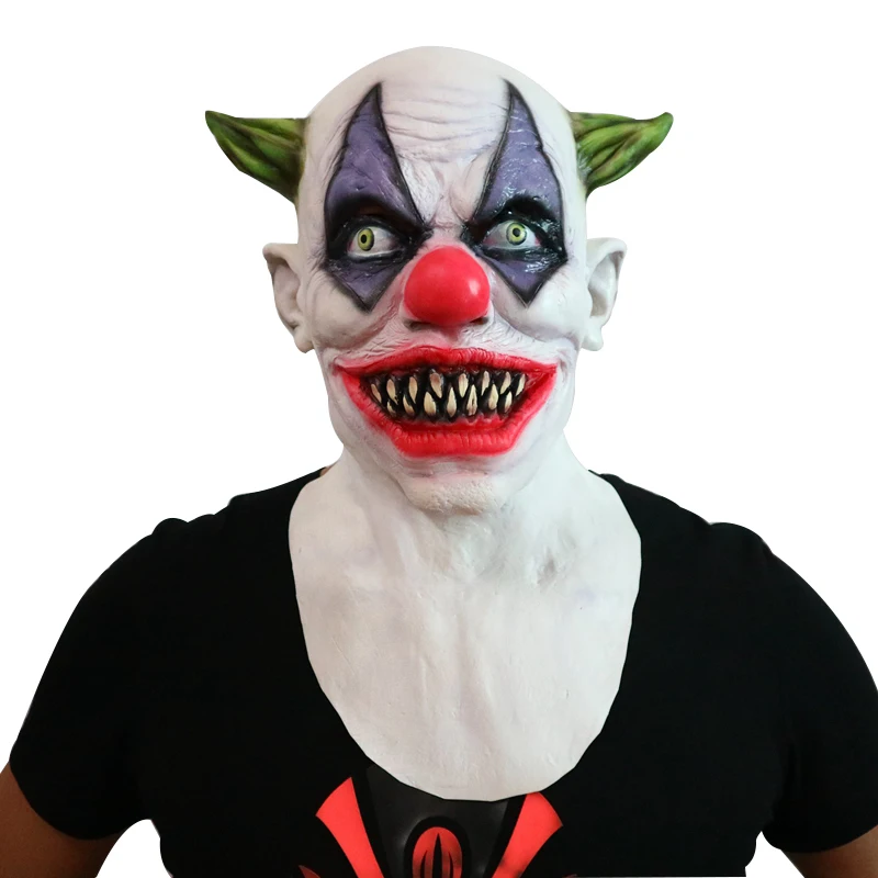 Новая страшная маска клоуна джокер мужская забавная ужасная на все лицо для