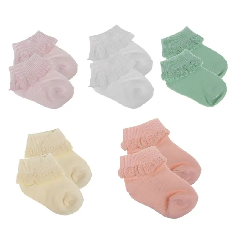 

5 Pairs/lot Cute Baby Girl Cotton Ruffle Socks Newborn Breathable Princess Lace Short Sock Lot for Baby Girls Clothing