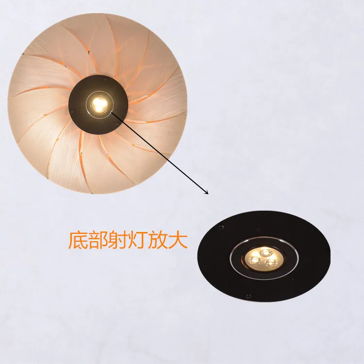 Подвесной светильник из древесного шпона в Юго-Восточной Азии светодиодный для