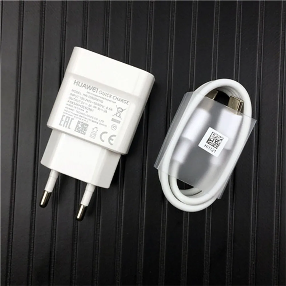 EU With Type C huawei быстрое зарядное устройство QC 2,0 Быстрая Зарядка адаптер usb кабель для p20 p30 Lite nova 3 4 mate 20 lite y6 p smart z - Тип штекера: EU With Type C