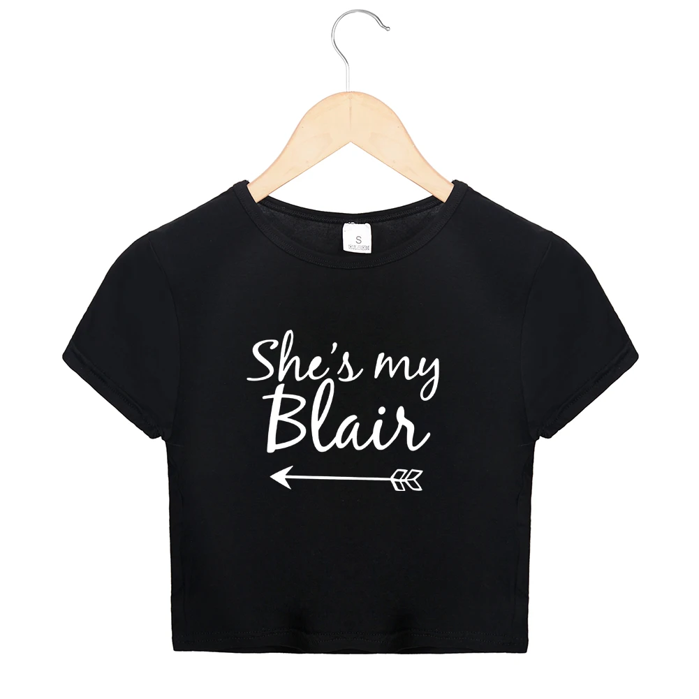 She's My Serena, She's My Blair Bff футболка Милая каваи Харадзюку женский топ обрезанная Студенческая хлопковая Футболка женская белая черная