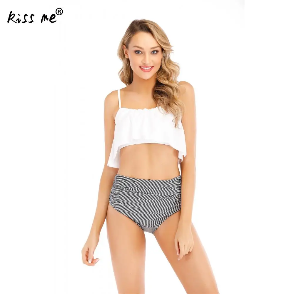 Женский купальник сексуальный танкини милый белый однотонный с бантом Пляжное