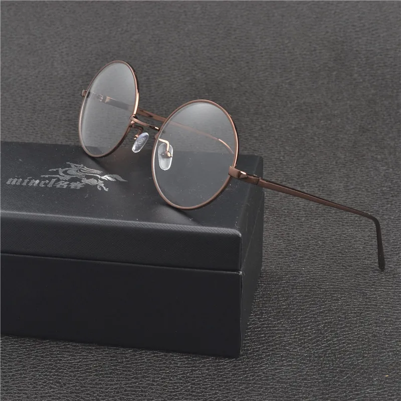 MINCL/маленькие круглые nerd очки с бесцветными линзами унисекс золотая круглая