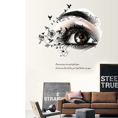 Для женщин в виде большого глаза ресницы цитата Наклейка на стену Съемный