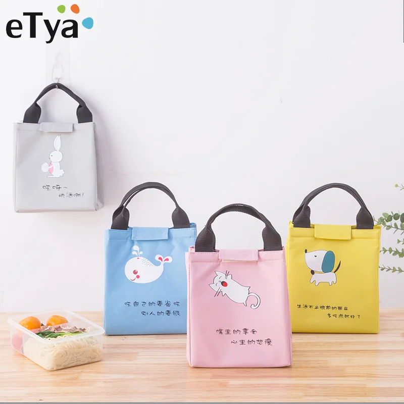 

Теплоизоляционная Сумка-тоут eTya с изображением кота и еды, водонепроницаемая пляжная сумка из ткани Оксфорд для обеда, сумка-холодильник дл...