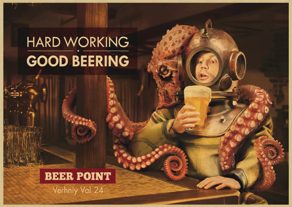 Beer Retro poster Home Furnishing decoration Kraft Poster Drawing Painting Wall stickers - Color: Brown