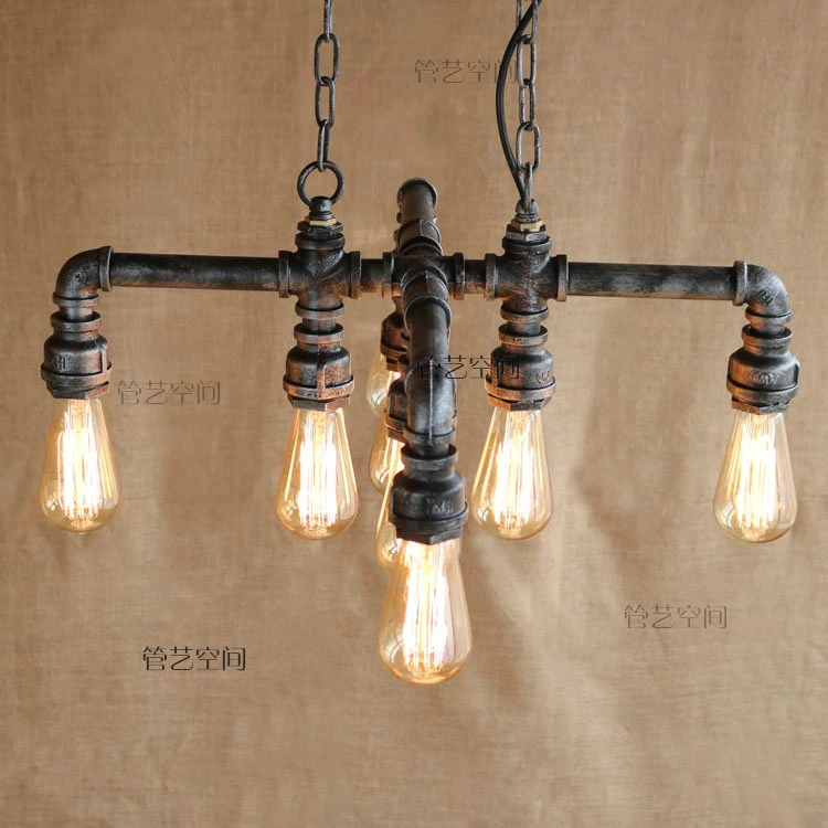 Water pipe Steampunk Vintage pendant lights for dining room Bar rust red home decoration American industrial loft lamp | Освещение