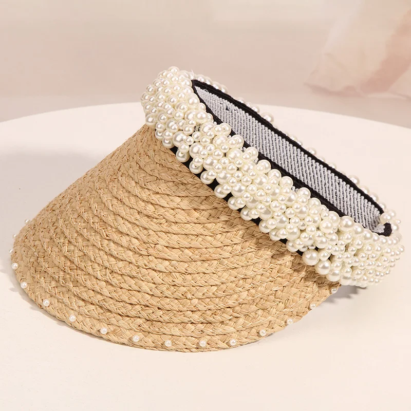 2019 брендовая жемчужная бусина повязка на голову шляпа женская соломенные из