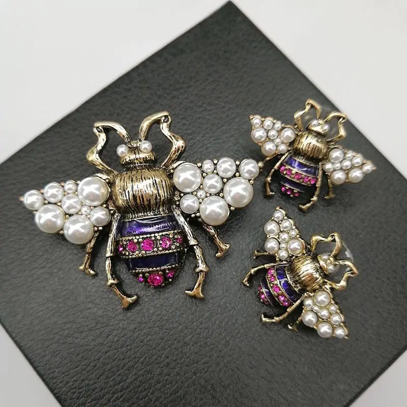 YDGY 2020 Vintage Simulated Pearl Bee Pin Brooch Antique Women Costume jewelry | Brooches