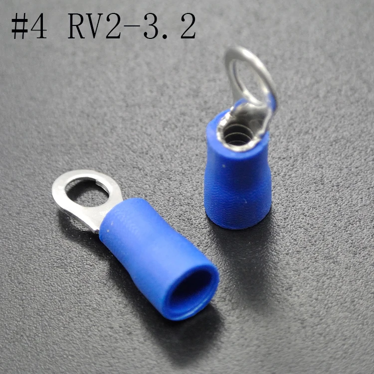 RV2- 3.2 50 шт. RV2-4 RV2-5 RV2-6 RV2-8 RV2-3.2 кольцо изолированный терминал кабель провод разъема костюм 1,5-2,5 мм электрические обжимной терминал RV - Цвет: RV2- 3.2