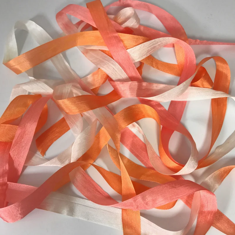 

13mm variegated color 100% pure silk woven double face silk ribbons for embroidery and handcraft project,gift packing