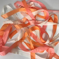 13mm variegated color 100 pure silk woven double face silk ribbons for embroidery and handcraft projectgift packing