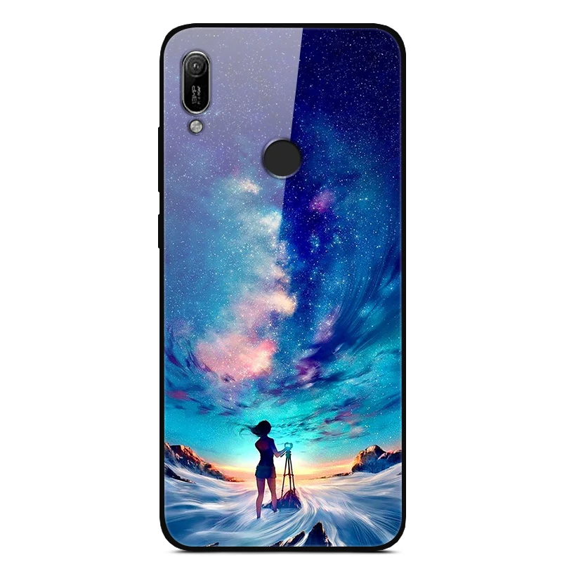 Для huawei Y6 Prime чехол из закаленного стекла чехол твердая задняя крышка чехол для телефона для huawei Y6 Y6 Prime TPU бампер чехол s