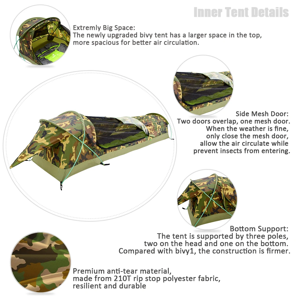 GeerTop BivyII Bivvy Палатка Сверхлегкий на одного человека 3 сезона палатки для кемпинга
