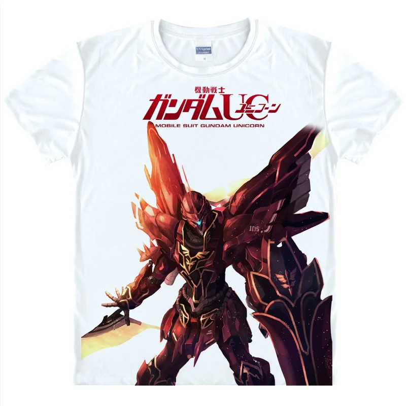 Coolprint аниме рубашка мобильный костюм Gundam Единорог футболки с коротким рукавом