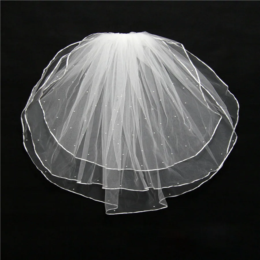 Свадебное платье zyllgf элегантное короткое 3 слоя Velo Da Sposa вуаль Mariage корт с жемчугом