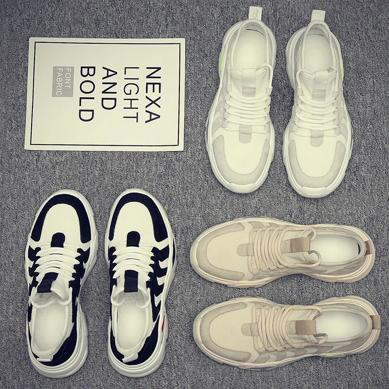 2019 new spring men's shoes Korean edition trend breathable all-in-one web celebrity dad running sports casual | Обувь