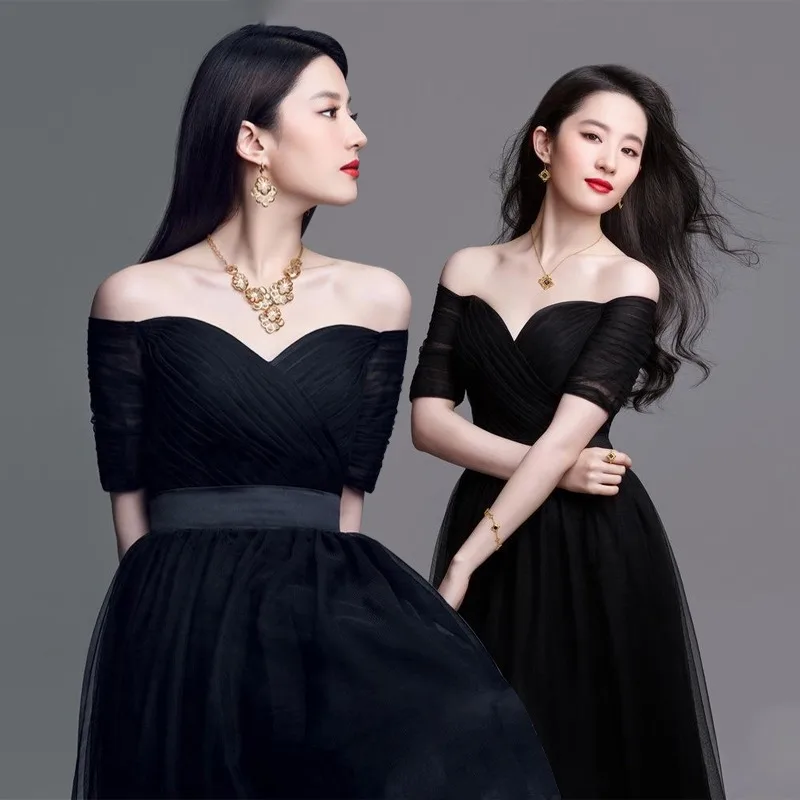 Long Formal Evening Dresses Black Women's Elegant V-neck Short Sleeve Sequined Prom Party Gowns suknia wieczorowa | Свадьбы и