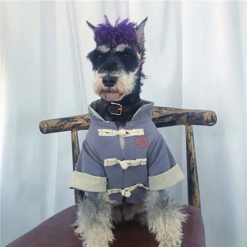 Модный костюм для питомцев Тан китайская одежда маленьких средних собак куртка с