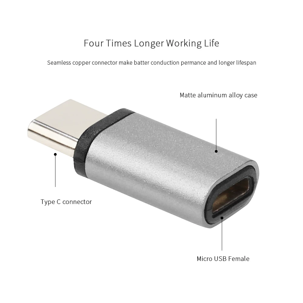 Металлический Micro USB кабель с разъемом Type C адаптера Гнездовой разъем на обоих