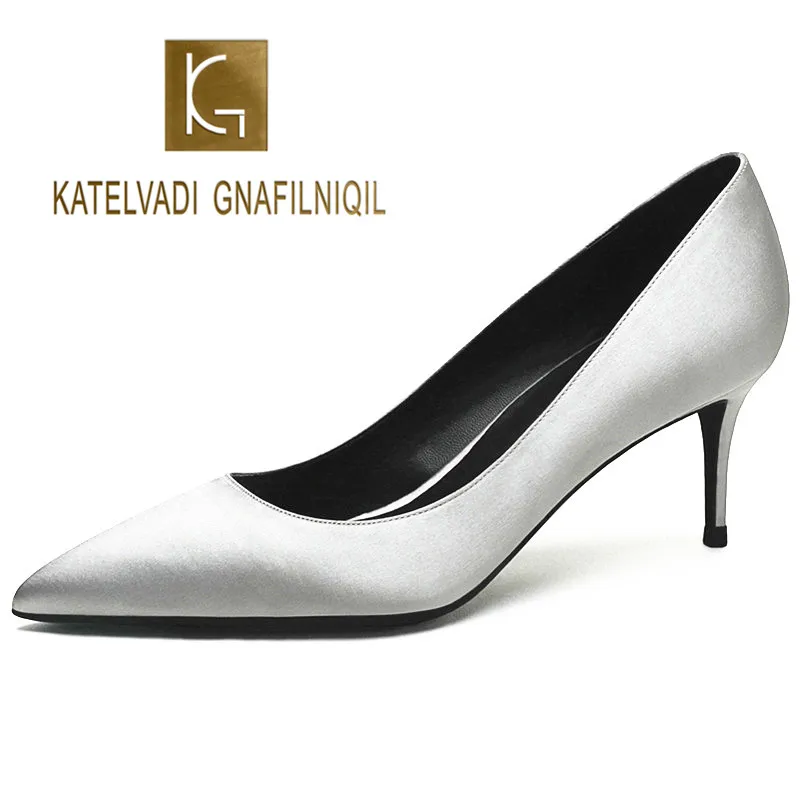 KATELVADI/женские туфли-лодочки женские туфли на шпильке 6,5 см; chaussure femme Talon; черные свадебные туфли на высоком каблуке K-327