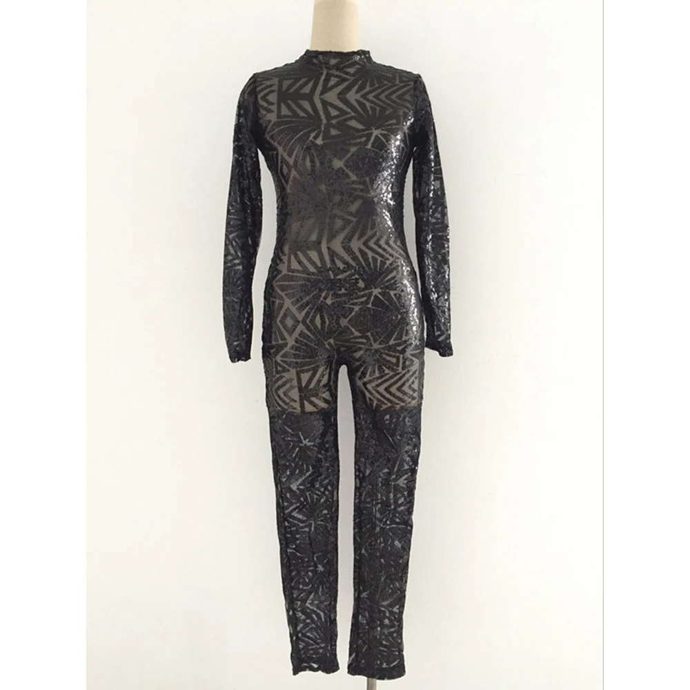 Новый осенний комбинезон черный абрикосовый с блестками сетчатый прозрачный