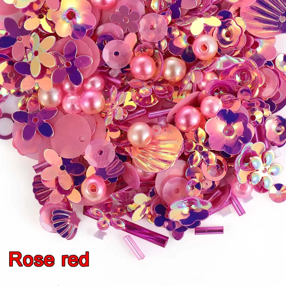 rose red Мода Сделай Сам блестки ремесло микс Звезда цветок оболочка лист формы шитье блестка жемчуг стеклянный бисер DIY Одежда швейная ткань - Цвет: rose red
