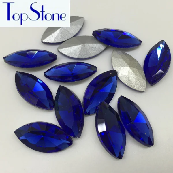 TopStone Наветт Стразы 5x10,6x12,7x15,9x18,17x32 мм все Цвета Pointback Стекло хрустальные камни для DIY одежды пошив одежды - Цвет: cobalt