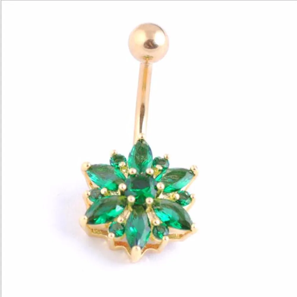 Цветок живот пупок кольцо с цирконами для женщина |