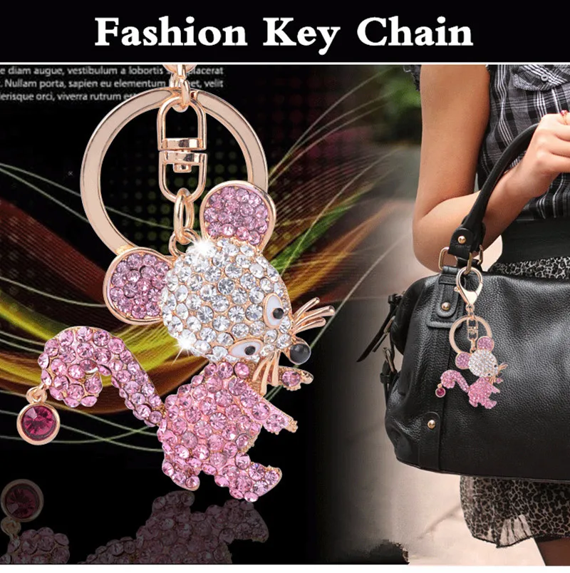 Модный милый горный хрусталь мультфильм кристалл брелок с мышью сплав крыса