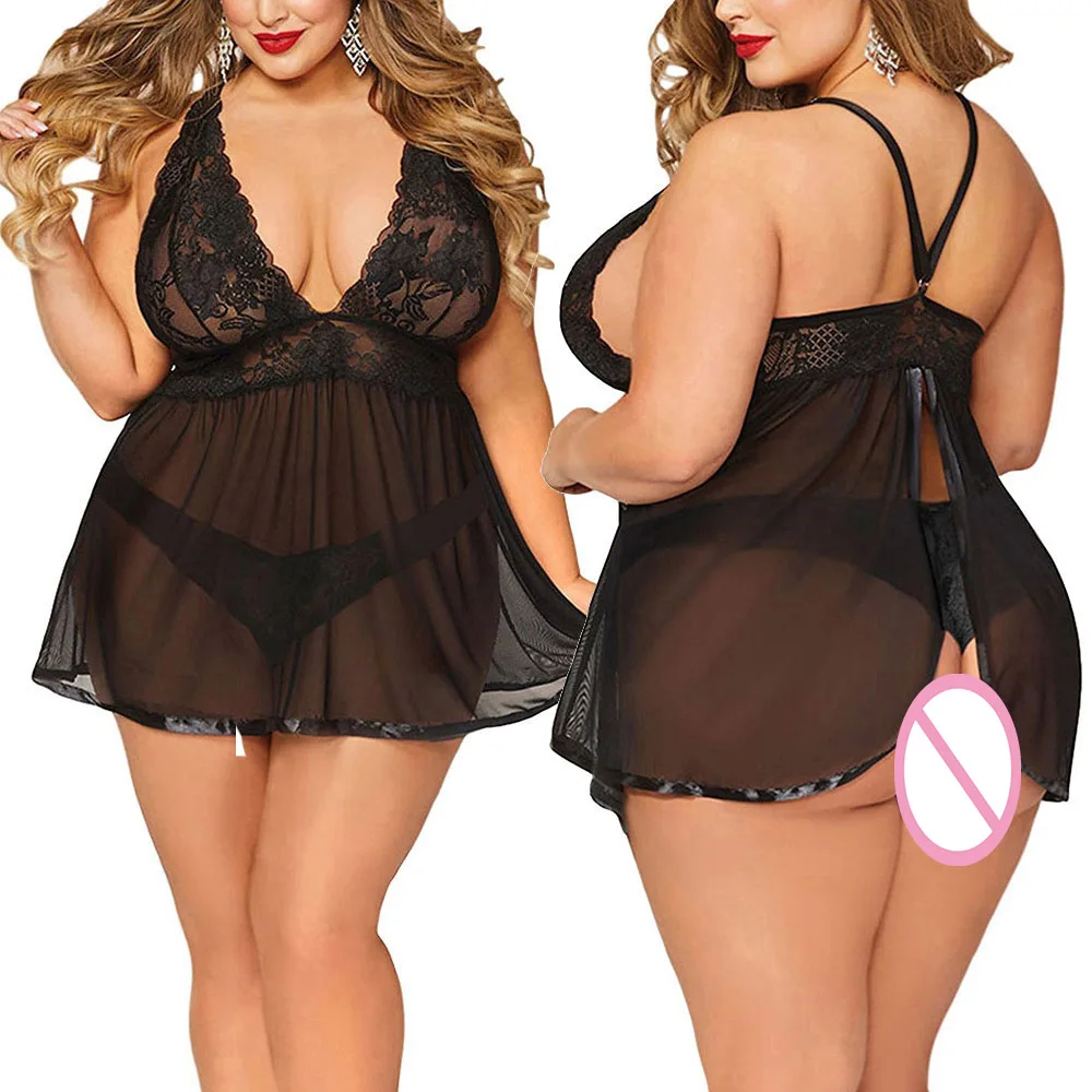 5XL Экзотическая одежда женское сексуальное белье плюс размер открытая спина нижнее белье кружева Babydoll Ночное белье сексуальная леди 702
