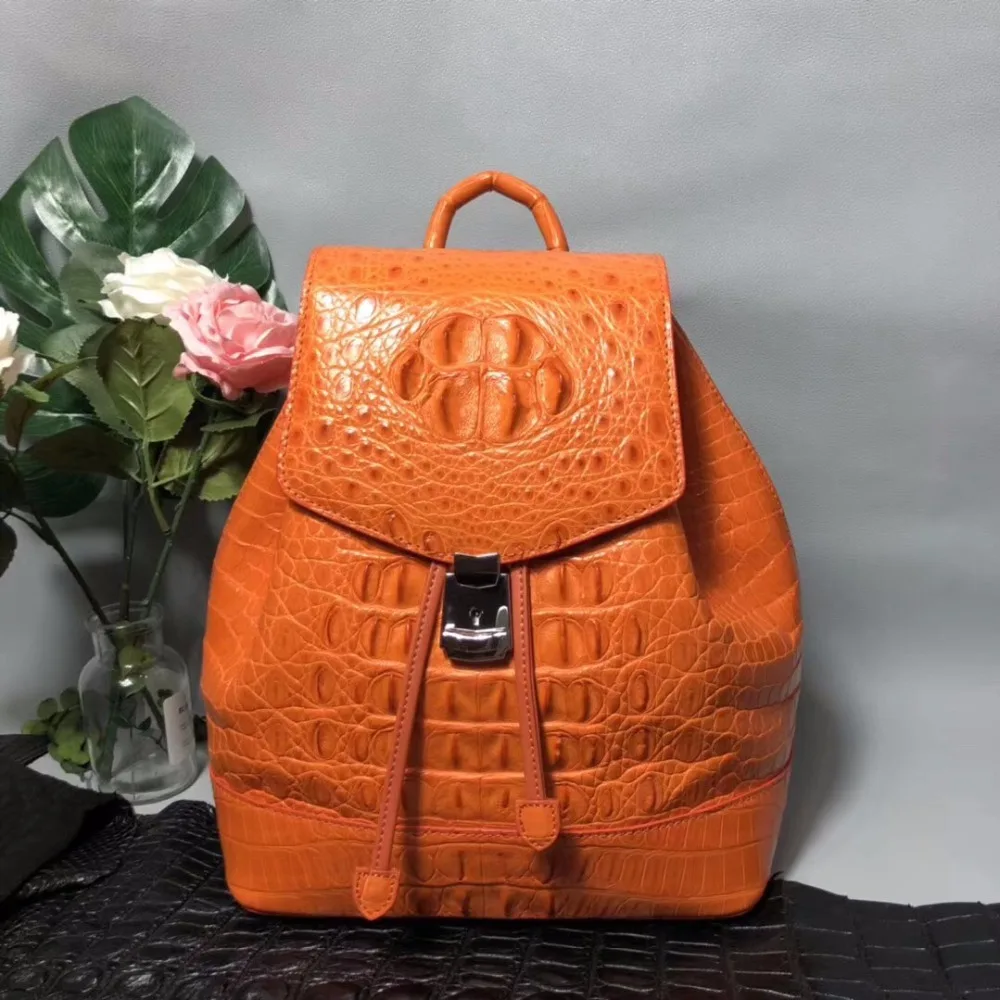 Женский рюкзак из натуральной кожи аллигатора|backpack designer|designer backpackred backpack |