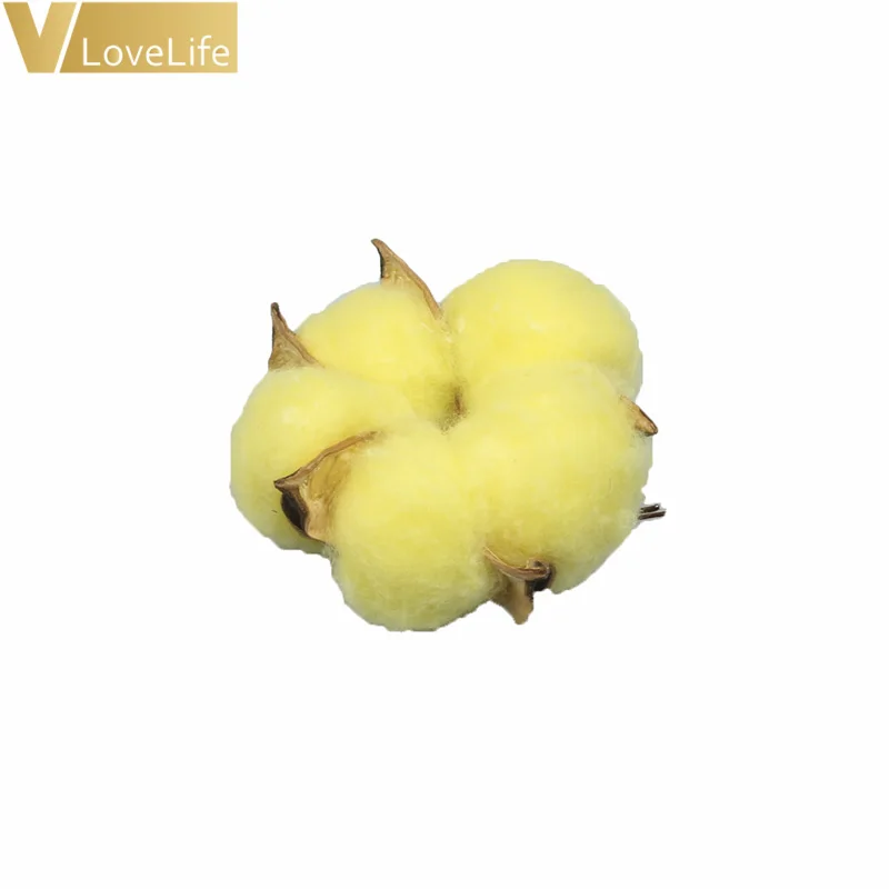 Yellow 6 шт. хлопковая голова Живой Цветок хлопок дома рождественские принадлежности украшения DIY ВЕНОК Corolla материал стены - Цвет: Yellow