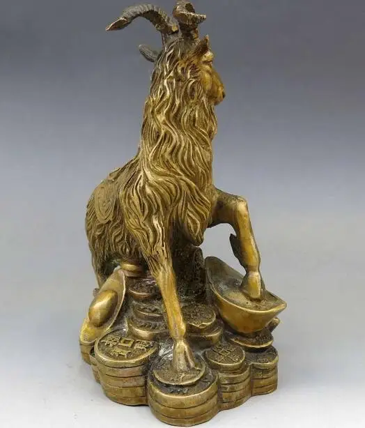 China brass copper Feng Shui lucky Felicitous wish of making money Sheep Statue | Дом и сад