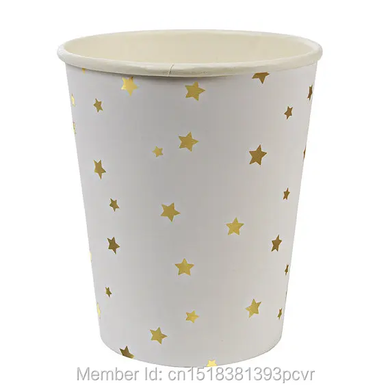 Бесплатная доставка 16 комплектов Золотая фольга звезда одноразовая посуда