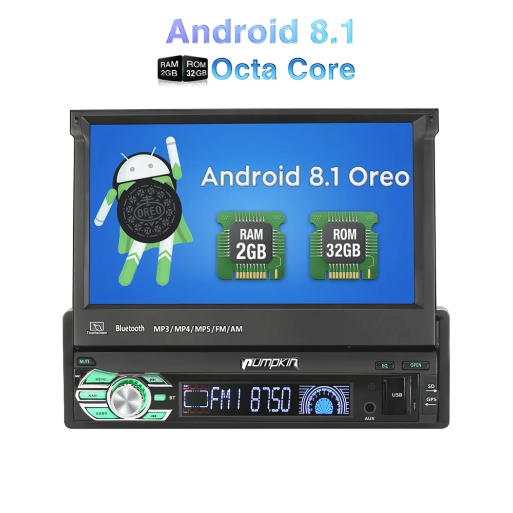 Тыква 1 Din7''Android 8 Универсальное автомобильное радио без dvd плеера