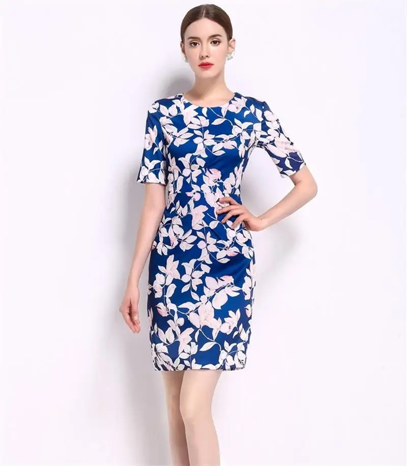 Летнее платье 2017 Женское с принтом Кружево Платья для женщин Европейский дизайн