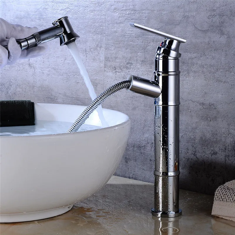 Basin Faucet with Hand Shower Head Antique pull out laundry faucet Sink Faucet water tap for bathroom with extensible spout