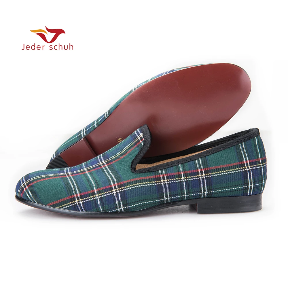 Мужские тканевые Лоферы Scotch Plaid красные и синие повседневные лоферы на плоской
