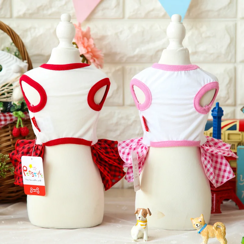 PETSTYLE хлопковый в сетку милое летнее платье для собаки клубничное детское жилет