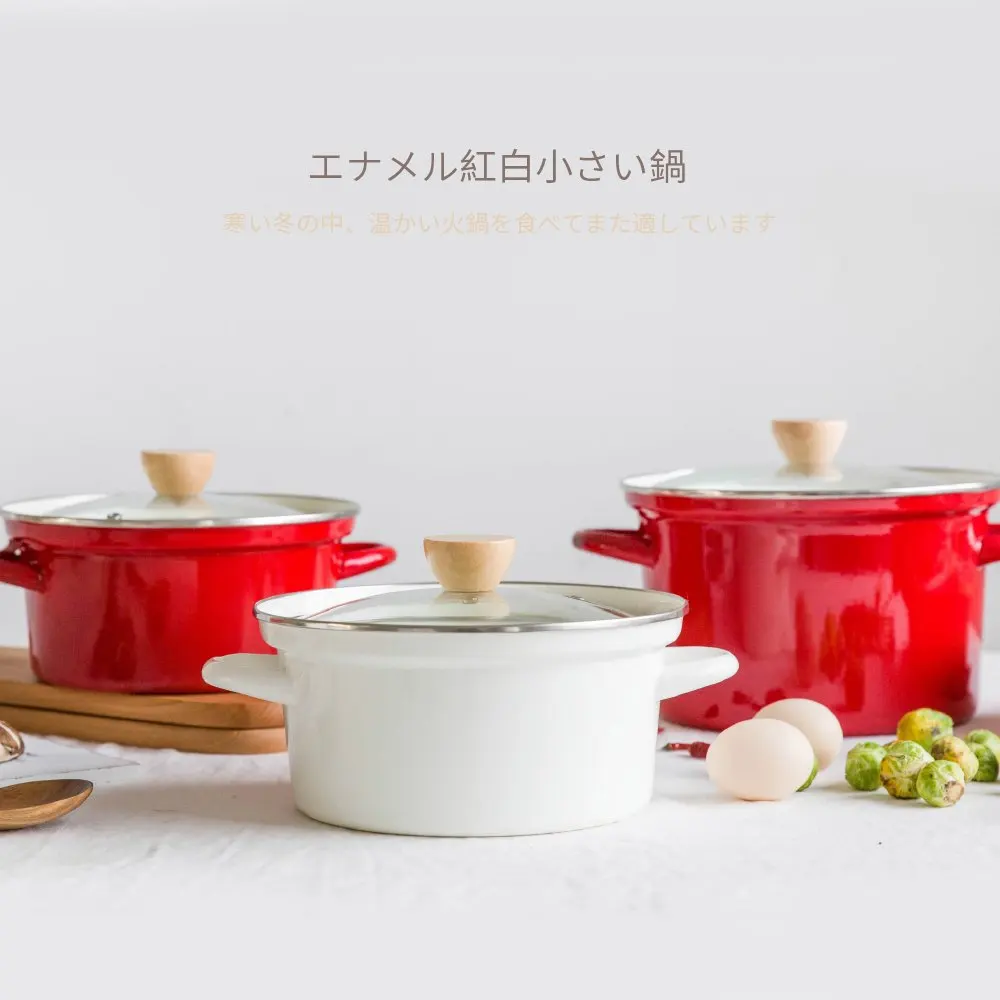 Креативная эмалированная кастрюля с толстой плоской подошвой fire general|enamel pot|enameled