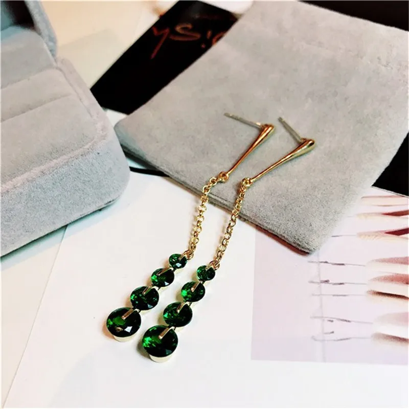 

Vintage Drop Earrings For Women S925 Sterling Silver Emerald Long Earring Green Gemstone Fine Jewelry Elegant Lady Brincos