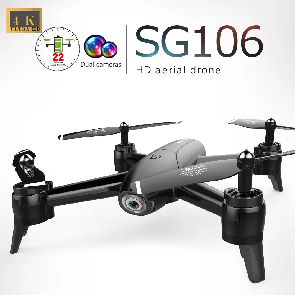 4K Black SG106 WiFi FPV RC Дрон 4K камера оптический поток 1080P HD Двойная камера воздушная видео RC Квадрокоптер самолет Квадрокоптер игрушки для детей - Цвет: 4K Black