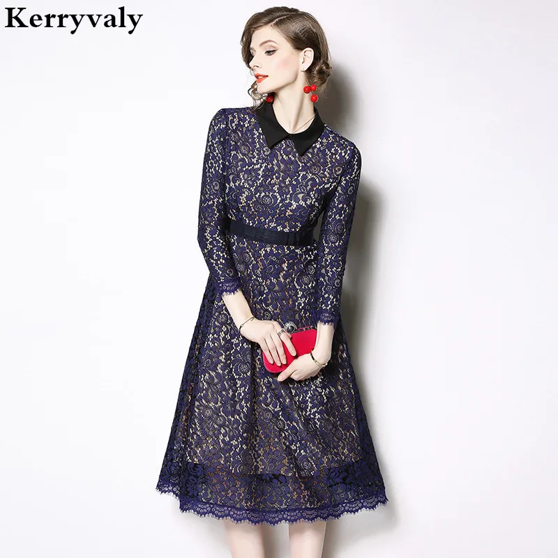 Весенняя одежда с длинным рукавом Винтаж кружевное платье Robe Femme Hiver 2021 миди