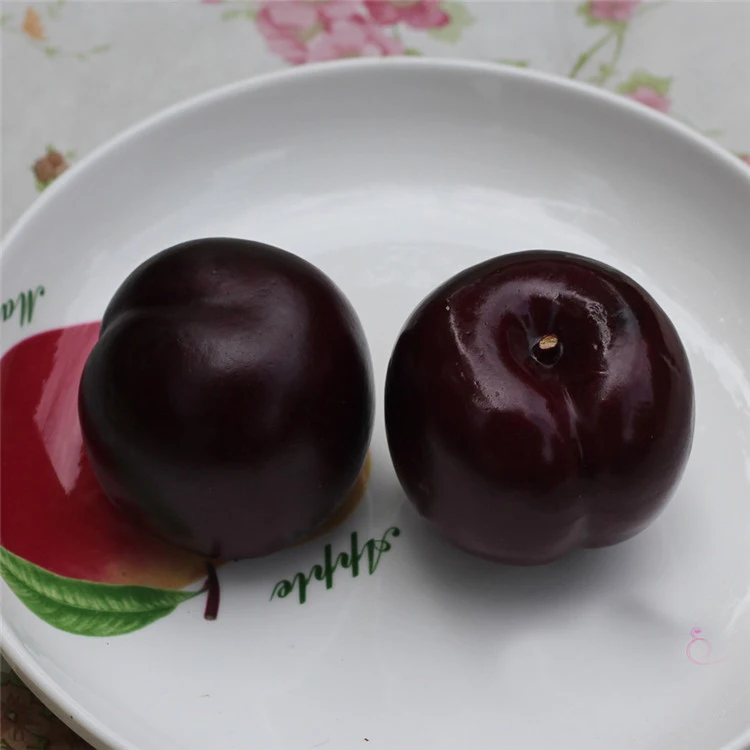 

2pcs Black Plum Black Brin Simulation Fake Fruit Diy Toy Food Vegetable Play House Toy Children's Kitchen Decorate Teaching Aid