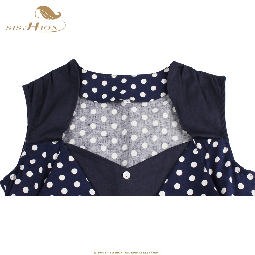 SISHION 2018 New Arrival Blue Polka Dot 50s 60s Vintage Dress Retro Rockabilly Summer 4XL Plus Size Dresses VD0424 | Женская одежда