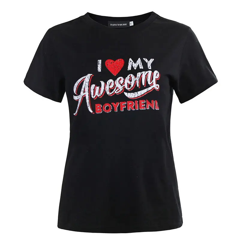 Мужская футболка потрясающая парная с надписью BOYFRIEND GIRLFRIEND семейная коротким
