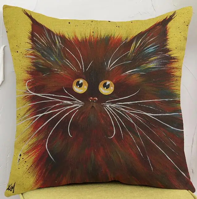 Чехол для подушки с мультяшным изображением толстого кота чехол Льняные