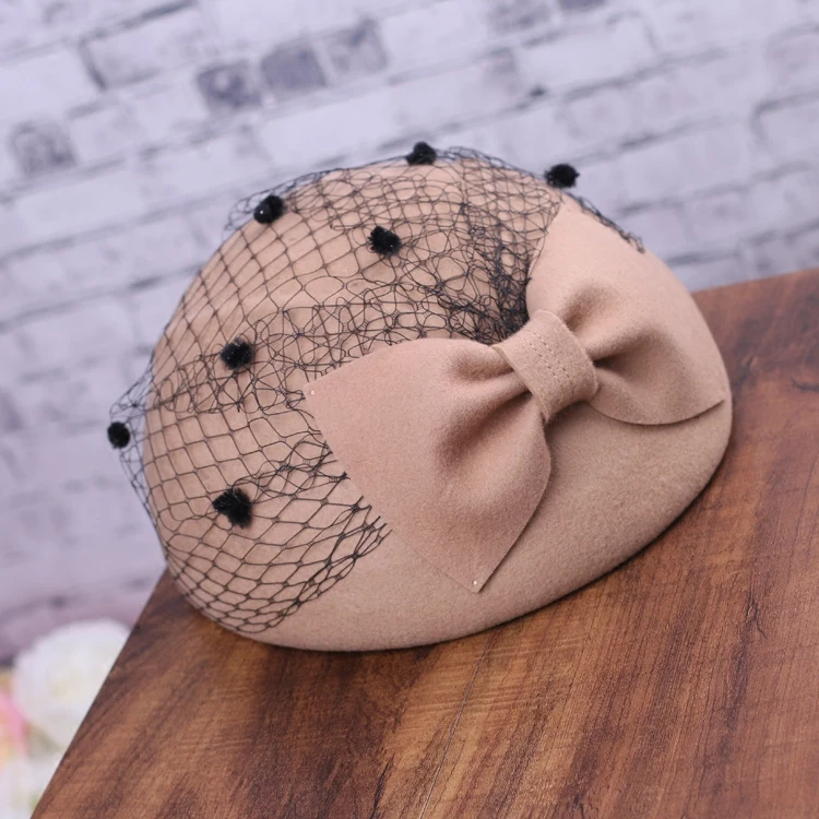 Женская шерстяная шляпа Fedoras шапка из фатина сетчатая Цветочная зимняя винтажная